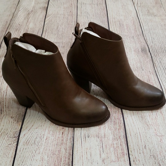 Mata Shoes - New Brown Booties |Chunky Heel|Zips on both sides